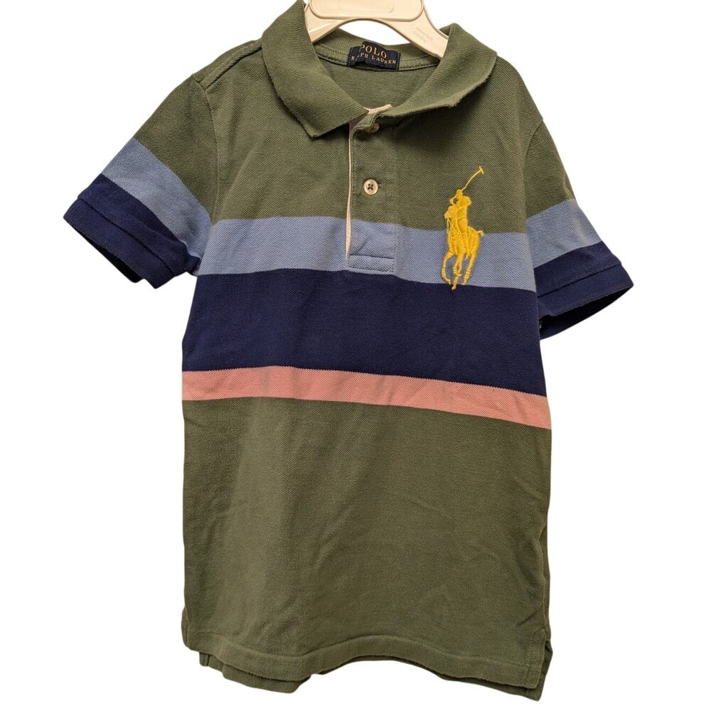 POLO Ralph‎ Lauren Pony-Embroidered Polo Shirt Green Multi Kids Striped Cotton